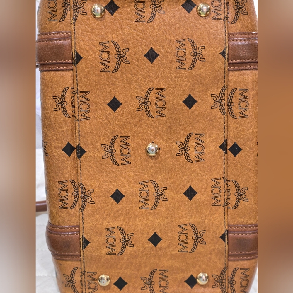 MCM COGNAC VISETOS MONOGRAM BOSTON BAG-AUTHENTIC - Picture 5 of 14
